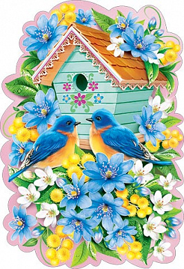 Плакат фигурный Плакат "Скворечник с птицами"
