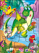Пазл Пазл пенокартон в рамке "Весёлый динозаврик"