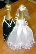 Костюм для шампанского "Жених и невеста", черная-белая, 10шт./уп.