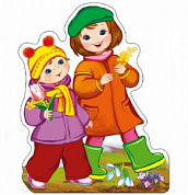 Плакат А4 вырубной Дети с весенними цветами
